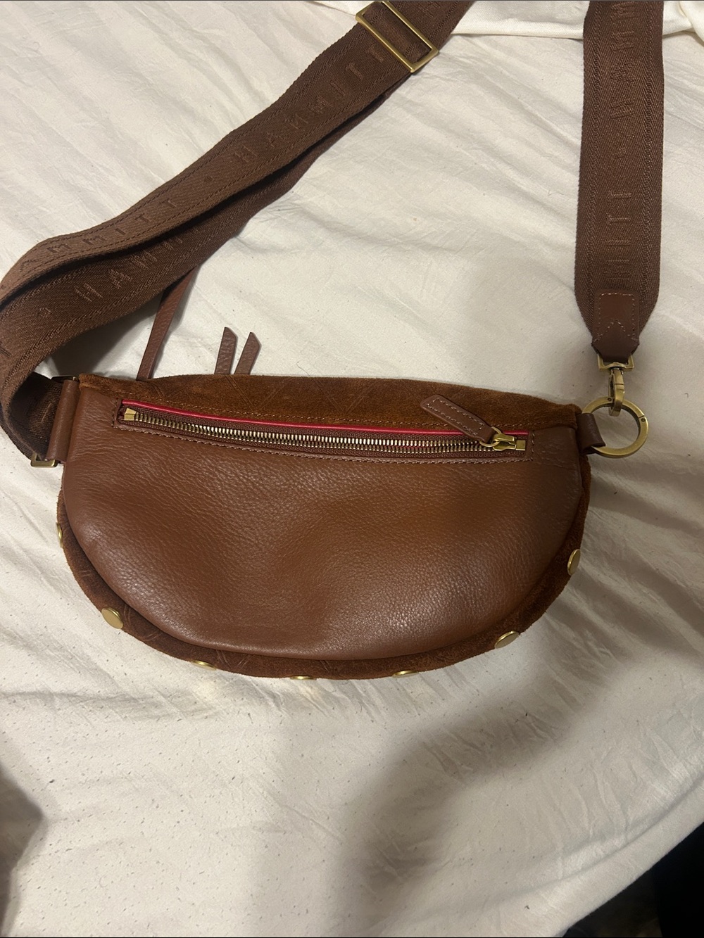 Hammitt Brown Suede Belt Bag with Quilted Stitching - Picture 5 of 7
